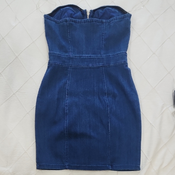 Haute Monde Strapless Blue Denim Dress - Picture 4 of 6